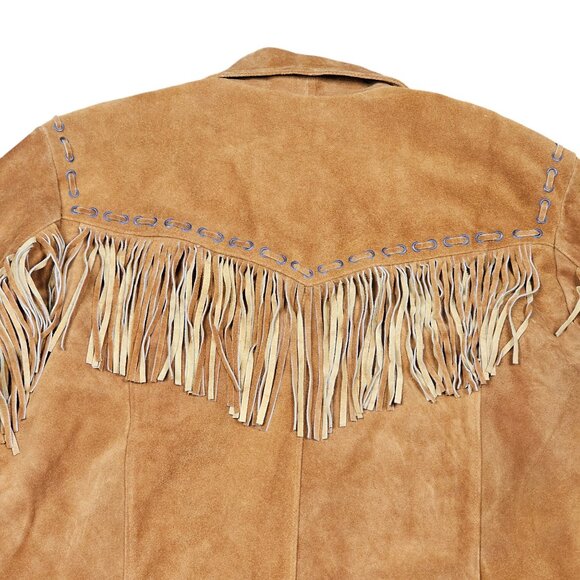 Classyak Fringe Leather Coat Mens 4XL Fits Like 2XL Brown Suede Cowboy Western - Picture 10 of 10